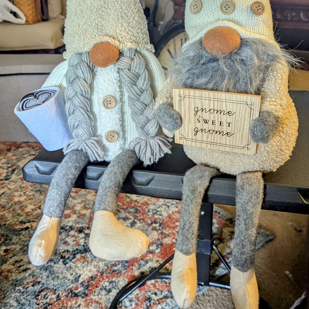 Cozy Gray and Cream Nordic Gnome Accents